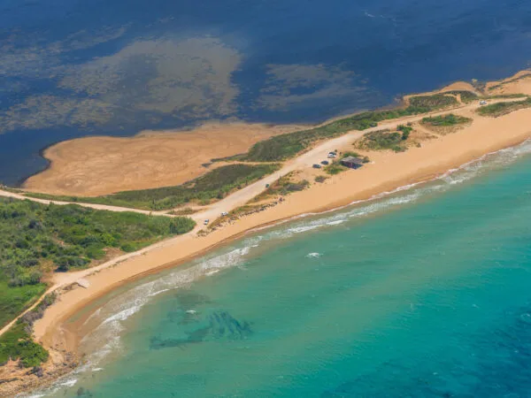 chalikounas beach corfu aerial view