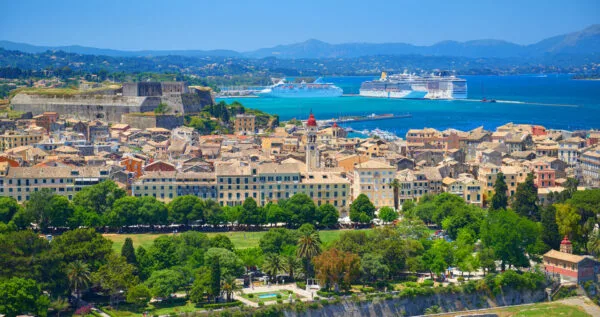 corfu town aerial view
