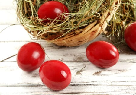Easter red eggs